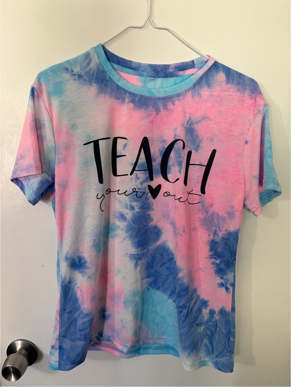 Women’s Small Teach Your Heart Out Tie-Dye Tee - Pink & Blue Tote12